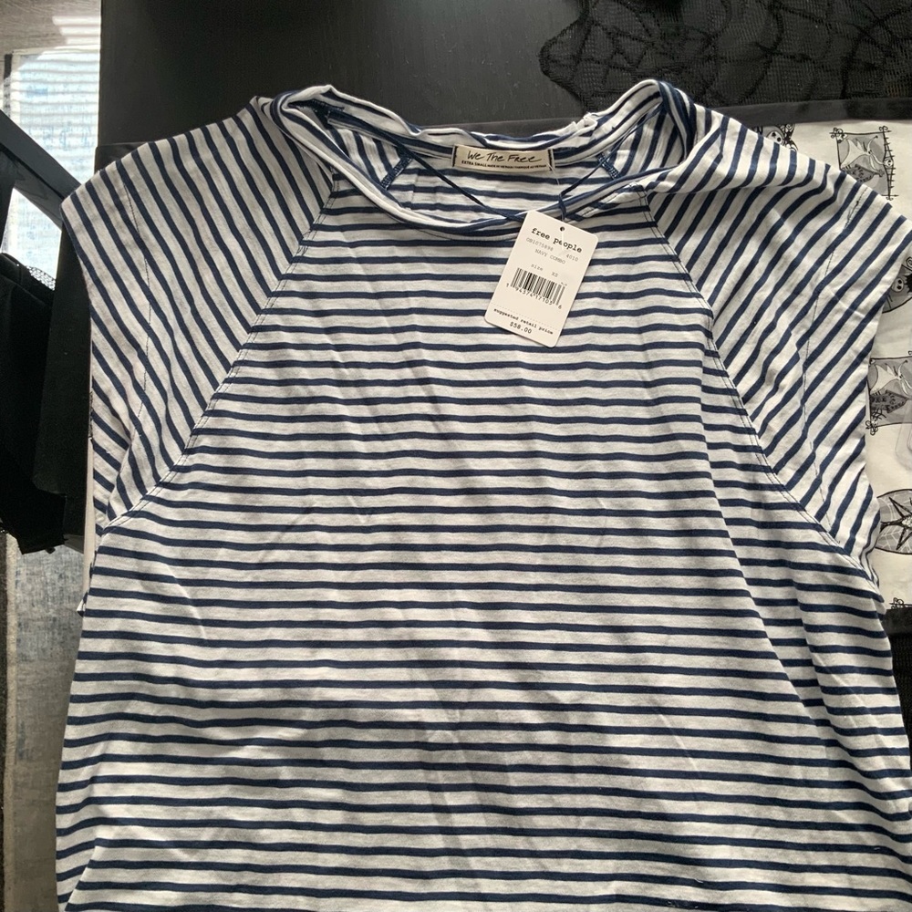 Free people navy stripped tunic XS NWT